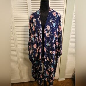 a.n.a Floral Kimono, Pale Pink, Blue White Flowers